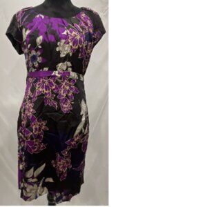 BNWT T Tahari Purple Floral 100% SILK Perla in Glam Purple (12) garment